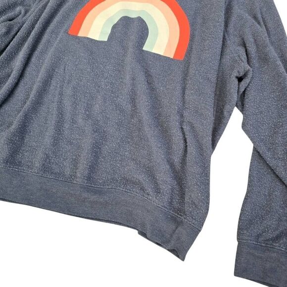Wildfox Freedom Rainbow Sweatshirt Women's XL Blue Long Raglan Sleeve Gorpcore - Picture 3 of 7